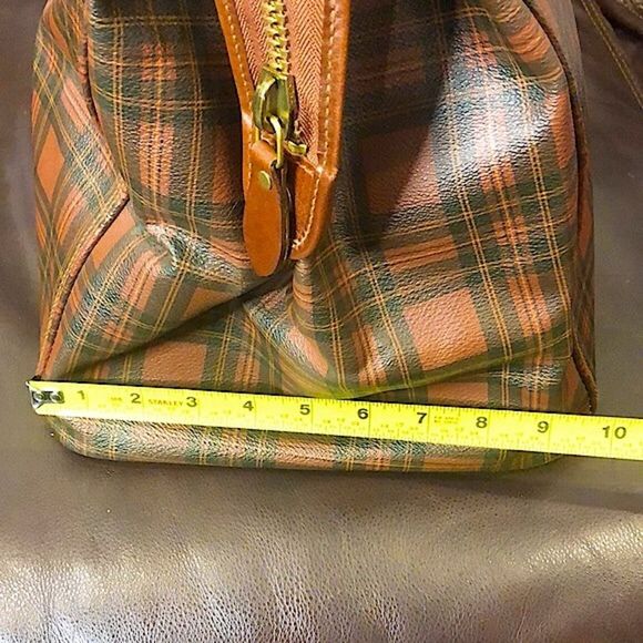 RALPH LAUREN Tartan Plaid Brown Green Doctor Bag Boston Weekend Travel Suitcase - Picture 14 of 17